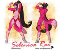 Commission: Selenica - by Spearfrost (front & back) by Ghostwolf36 - female, wolf, muscles, long hair, character sheet, wolfess, commissions, strong, heels, fitness, pink fur