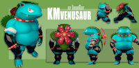 [Model Release] KM Venusaur  [Blender/SFM/VRC] by irongut - muscle, pokemon, buff, anthro, 3d, model, avatar, plant, strong, bara, blender, venusaur, 003, dadbod, vrchat, vrc