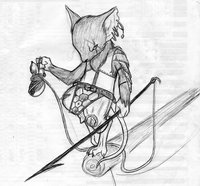 Conner by ReoDemonDays - male, piercings, man, mouse, rat, pirate, roleplay, armor, fantasy, pen, rodent, earrings, pathfinder, d&d, harpoon, gourd, ratfolk