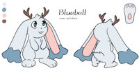 Bluebell reference sheet by Dinotello - female, antlers, jackalope, blue fur, lop-eared, bluebell (dinotello)