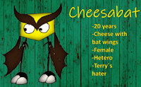 Cheesebat's reference sheet by Terrybear1316 - girl, female, hybrid, bat, reference sheet, eyes, cheese, claws, legs, wings, oc, eyebrows, bat wings, original character, female/solo