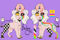 Bailey [ref by blepsandbeans - dog, reference sheet, canine, rainbow, feral, hairless, hellhound