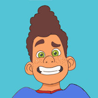 Presenting: Alberto Scorfano by Trololohoho - male, dress up, freckles, teenager, tan, human, young, solo, smiling, green eyes, looking at viewer, curly hair, sea monster, blue shirt, younger male, young boy, raised eyebrow, looking at you, young child, smiling at viewer, alberto scorfano