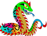 Leo by DoppelSauce - male, barbs, snake, oc, snaketail, blue tongue, rainbow tail, rainbow skin