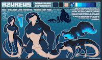 [REF] Azureus by Chitafokkusu - sketch, experiment, male, commission, hybrid, reference sheet, digital, drake, slime, shapeshifter, azureus