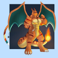 Clone Charizard (Adopt Closed) by KMArt - dragon, reference sheet, muscle, pokemon, lizard, reptile, salamander, charizard, adoptable, adopt, any gender