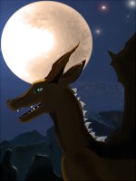 Expectation by Meraence - dragon, night, male, moon, fantasy
