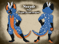 Ref sheet by RandoDragon42 - male, crossdressing, submissive, hyena/dragon