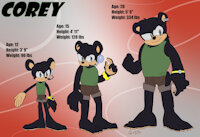 Corey the Bear (SFW) by MidnightMuser - male, bear, character sheet, sonic, ref sheet, barefoot, black bear, sonic team, sonic oc, sonic forces, corey the bear