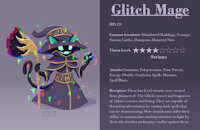 Monster OC: Glitch Mage by JoVeeAl - cats, cat, feline, clothed, magician, original, anthro, clothes, monster, claws, digital, fangs, safe, furry, character, oc, solo, mage, clothing, furries, felines, green eyes, mammal, characters, anthropomorphic, open mouth, staff, wizard, glitch, robe, original characters, glowing eyes, felid, digital art, robes, cat ears, original character, sfw, character reference, signature, ambiguous gender, wizard hat, character design, digital painting, ambigious, felidae, ocs, gradient background, felis, english text, safe for work, headwear, furry art, anthroart, digital drawing, anthrofurry, solo focus, non-binary, digital artwork, digital media (artwork), original art, holding object, sfw art, sfw furry, sfw furry art