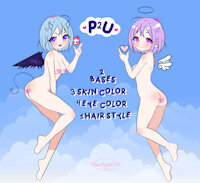 BASE P2U angel and devil by amaki88 - girl, adorable, kawaii, lineart, devil, cuteness, paypal, angelic, humanoid, base, cute girl, aesthetic, paytouse, kawaiiadorable, basep2u