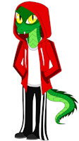 Jim by DoppelSauce - male, teen, tail, lizard, scaly, oc, lizardman, scales, yellow eyes, green skin, lizardfolk