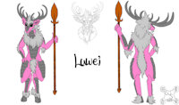 Luwei Ref by Wullabi - dragon, lance, pink, deer, grey, spear, willowseeker, luwei