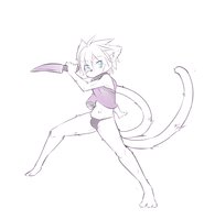 Lil Karma!  By OzzyOliversCat by LioMynx - cat, feline, male, albino, thong, neko, two-tails, bakeneko, twin-tails, forked-tail, khao-manee