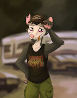 My OC, Scraps the Opossum by SDAH616 - male, shorts, portrait, marsupial, oc, fursona, opossum, standing, possum, tshirt, virginia opossum