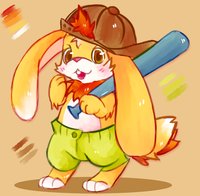 Bun Bun With A Baseball Bat! by Dajku - bunny, male, rabbit, hare, ears, ball, long, lop eared, long ears, baseball, base, lop eared bunny, lop ears, lop eared rabbit