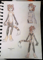 (2017) New fursona! by emeraldswirl - sketch, nude, cat, male, reference sheet, housecat, sketchbook, traditional art, fur pattern, sketchpage, nonbinary