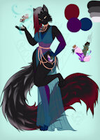 Petals by MollyRosaline - cat, female, dress, anthro, furry, spooky, witch, tarot, blackcat, furryart