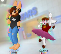 Kantie and Luther by bladee - cub, bunny, fennec, cow, ref sheet, multiple species, multiple characters, sfw