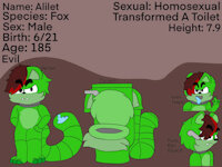 Alilet Foxbot Transform by ScottEvilCheedew - fox, boy, male, metal, green, man, water, toilet, character, red hair, drain
