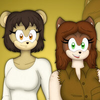 Sammy and Jenny: The Foster Parents of Conner by Silverfantastic - cute, female, sexy, hedgehog, couple, parents, superman, posing, foster, mongoose, female/female, mobian, sonic fan characters, inspiration, sonic au, farmgirl, sammy the hedgehog, jenny the mongoose