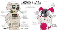 DARWIN & ANZA CHARACTER SHEET by R3DRUNNER - dog, cub, female, male, canine, siblings, dalmatian, canid, robots, hybrids, tagme