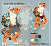 [OPEN] Auction Rainer Beach Tiger Anthro by Rafahb03 - feline, male, tiger, anthro, anthropomorphic, bara, furryart, furryfandom, furryanthro, furryartist, feline humanoid, barafurry