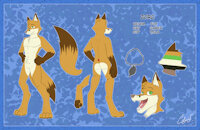 Zoro Ref 2024 by codyf0xx - fox, male, anthro, necklace, open mouth, model sheet, orange fur, brown fur, hi res, 4 toes, digital media (artwork), open smile, neck tuft, dipstick tail, dipstick ears, codyf0xx, zoro (zoro)