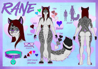 Just got glasses added to the ref sheet by RaneGrimrose1 - female, snow leopard, glasses, reference sheet, collar