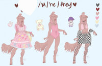 alt sona ref sheet by xivipara - canine, kawaii, anthro, femme, poodle, scene, fursona, fashion, anthropomorphic, cocker spaniel, domestic dog, fashionable, fashions, danganronpa, nonbinary