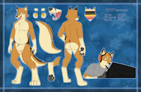 codyf0xx ref 2024 by codyf0xx - fox, male, headphones, canine, tail, anus, digitigrade, clothing, yellow eyes, open mouth, pawpads, model sheet, orange fur, glove, brown fur, 4 toes, slightly chubby, drawing tablet, digital media (artwork), open smile, dipstick ears, circle eyebrows, grey nose, dakota mathews, codyf0xx