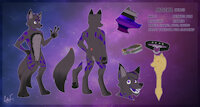 KingMocha ref by codyf0xx - fox, male, collar, bracelet, fennec fox, staff, purple hair, purple eyes, galaxy, purple fur, grey fur, black nose, purple tongue, dipstick tail, dipstick ears, codyf0xx, mocha (kingmocha)