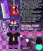 Vicky Gattlaka (OC) by BengalBatEmmaKat - purple, furry, goth, bow, refsheet, fullbody, digitalartist, monsterenergy, catoc, furrysfw, emmaxthemarcherz, transgendermtf