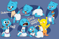 Gumball sketches by BaltNWolf - babyfur, diaper, male, poop, babysitting, messy, baby, diaperfur, stink, stinky, pooping, poopy, gumball, messing, gumball watterson, penny fitzgerald, amazing world of gumball