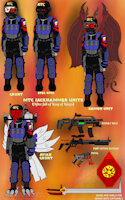 ($) Ref Sheet: JACKHAMMERS ($) by MasterStevo31 - sword, commission, reference sheet, character sheet, gun, pistol, armor, ref, guns, ref sheet, reference, shotgun, demonic, multiple species, refsheet, demons, shield, character reference, armored, ref-sheet, referencesheet, avians, hybrids, character design, paid, multiple genders, assault rifle, troopers, sword and shield, mtc, kalibran, dark future, paid commission, masterstevo31, tactical gear, a new era a new tail, spec opps, special opps, tactical unit, jackhammers, mtc jackhammers