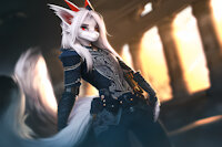 Rokta Tsuyoiryū by Lunafan1k - female, death knight, paladin, armor, fantasy, interspecies, armored, d&d, furred dragon, female/solo, ai generated
