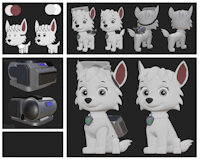 Paw Patrol OC : Scifi (ref sheet 2023) by UnknownDataBR - dog, female, domestic dog, west highland white terrier, paw patrol, 3d artwork, paw patrol oc