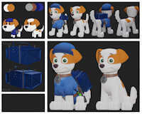 Paw Patrol OC : Wrencher (ref sheet 2023) by UnknownDataBR - dog, male, domestic dog, 3d artwork, paw patrol oc, kokoni