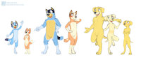 Bluey Family and Friends by Zaush - dog, cub, female, male, canine, lucky, bingo, pat, janelle, bluey, bandit heeler, chilli heeler