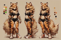 Loka the Arcanine by scorpianpp - dog, female, canine, pokemon, character sheet, anthro, collar, arcanine, anthropomorphic, doggirl, solo/female, anthropokemon, ai generated, stable diffusion, automatic1111, scorpianpp, loka the arcanine