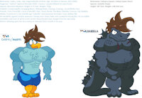 Gabryel/Angryel, Gabzilla Reference Sheet by AngryGabry06 - male, muscles, belly, fat, size difference, muscular, anthro, transformation, transform, godzilla, growth, anthropomorphic, strong, fatty, moobs, male/solo, fat ass, kaiju, angry birds, belly expansion, muscular male, fat butt, kaiju/monster, muscular anthro, mountain bluebird