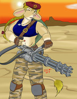 Wendy Sparks by Toshubi - female, cow, character sheet, military, bovine, roleplay, character, guns, minigun