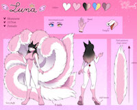 Luna's SFW Refsheet by The10axe - kitsune, hybrid, skunk, herm, hermaphrodite, ref sheet, refsheet, referencesheet, hybrid species, skunsune