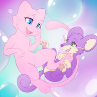 Bubble play by Quetzalli - feline, female, male, paw, mouse, bubble, mew, sfw, rattata
