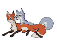 Riu & Ice - sketch by RukiFox - fox, female, male, feral, ice, vixen, vulpine, colored sketch, riu