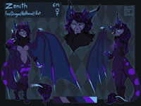Zenith commission reference by BardoEnKrisis - dragon, fox, female, hybrid, bat, reference sheet, wings, solo, hellhound