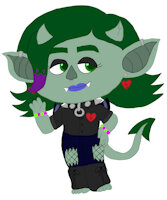 Vee Hunkypunk by veeveeshadow - male, troll, goth, wings, horns, intersex, trolls, trollsona