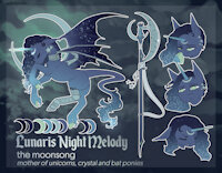Lunaris NightMelody by FuneralDirge - female, moon, royalty, goddess, mlp, starry, alicorn, mlp fim, prostetic limb, bardice