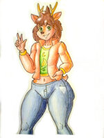 Randy Harth by cookingbutt86 - male, deer, clothing, femboy, wide hips, traditional art, my oc