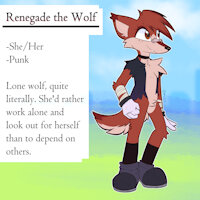 Renegade! by GreenieGhost - female, wolf, teen, reference sheet, teenager, oc, sonic the hedgehog, red wolf, sfw, fan character, sonic fan character, sonic oc, sfw furry art